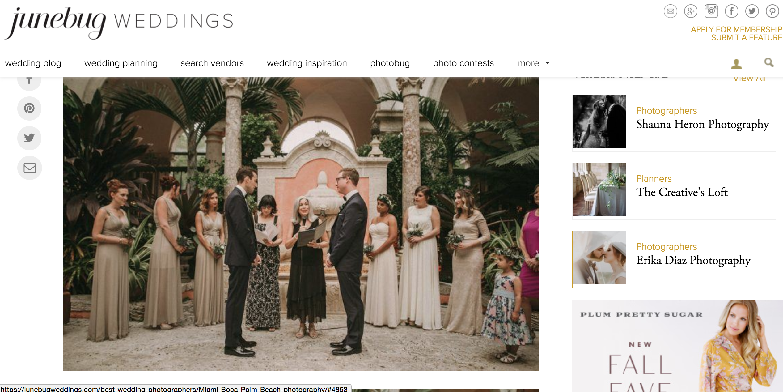 Featured on Junebug Weddings our Vizcaya Wedding The Creatives Loft Miami Wedding Planner Pablo Laguia Wedding Photographer