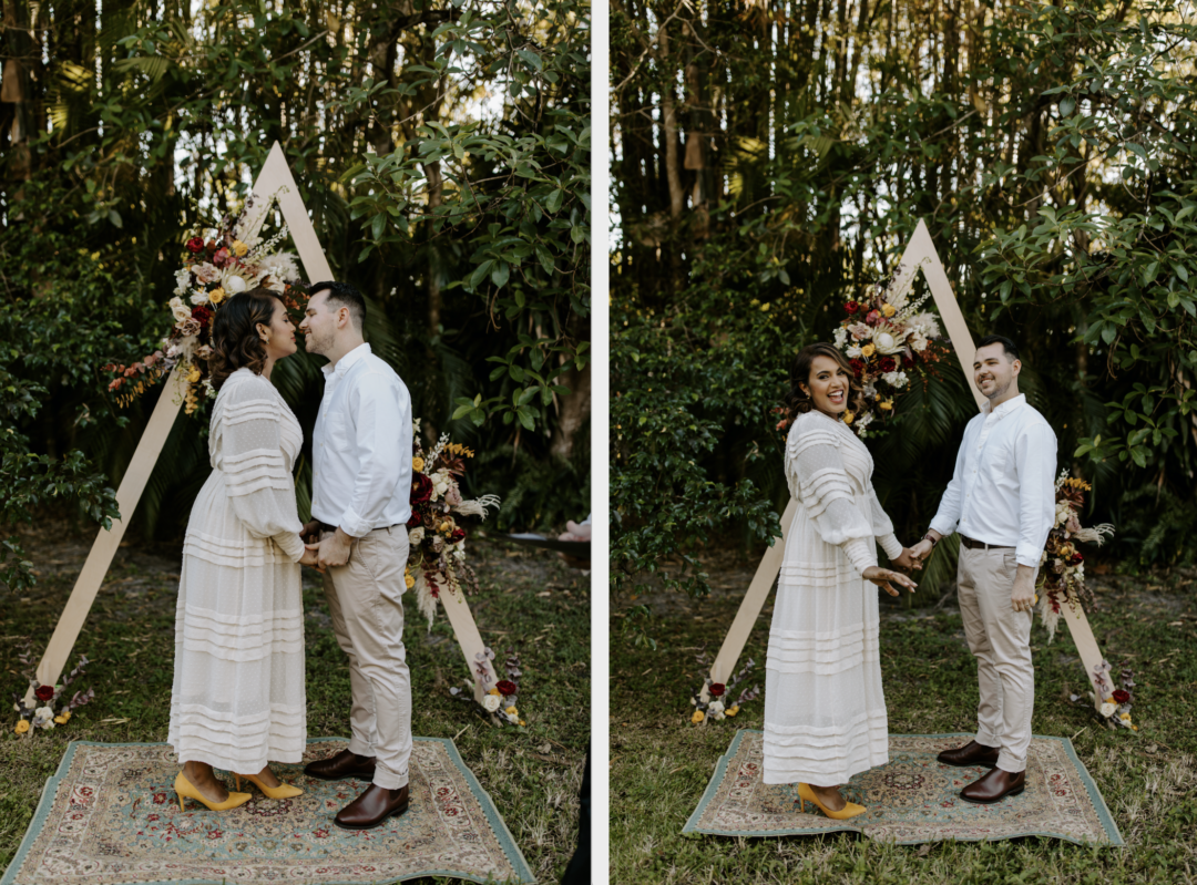 Miami Bohemian Elopement Wedding The Creative's Loft Bride and groom kissing