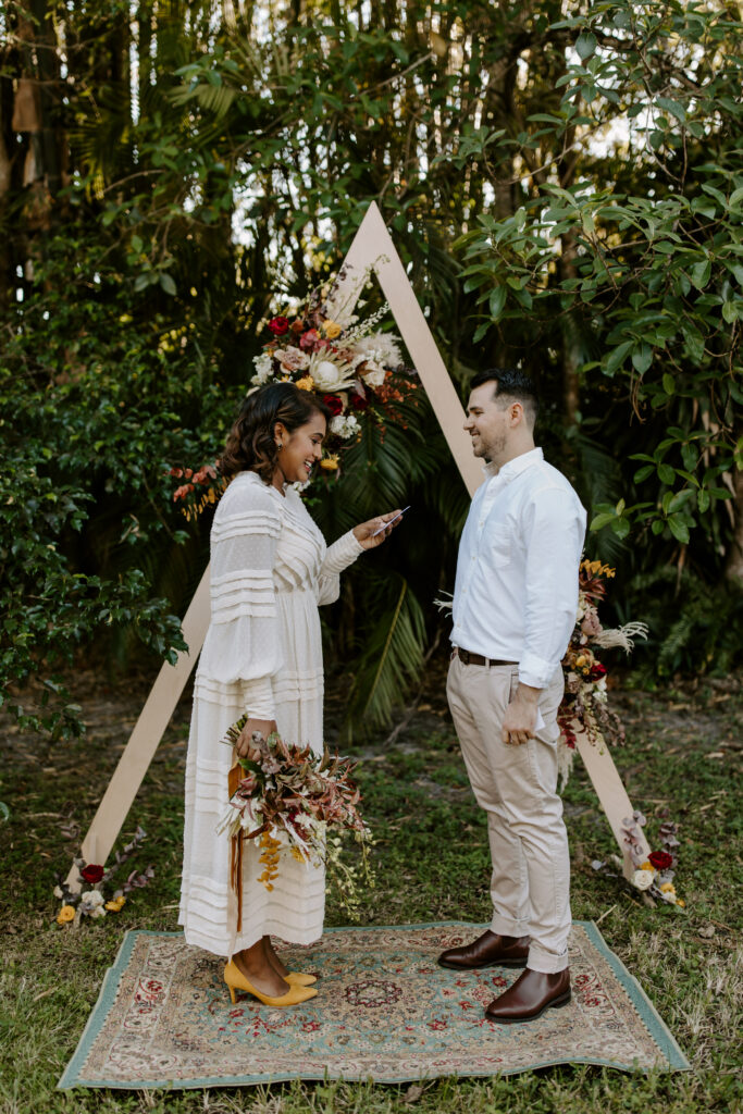 Miami Bohemian Elopement Wedding The Creative's Loft Bride and Groom at the altar