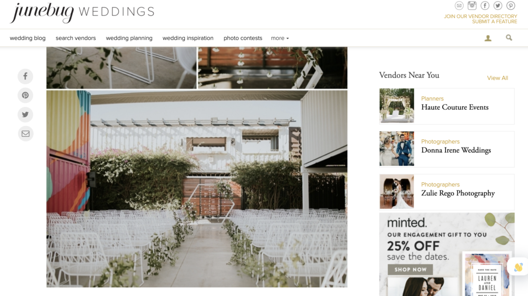 Featured on Junebug Weddings our Chic Industrial Wedding at MAPS Miami