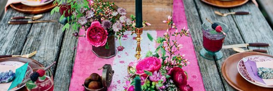 Table Layout with Pink Floral Details