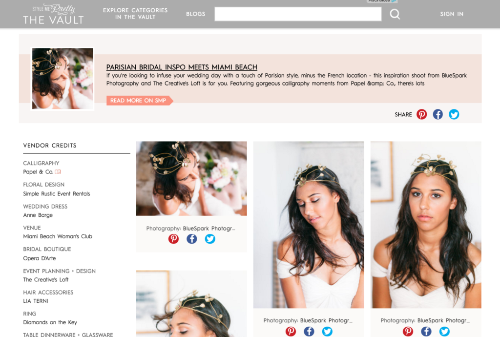 PRESS - FEATURED IN STYLE ME PRETTY - MIAMI FLORIDA WEDDINGS - Our Chic Parisian Styled Shoot Featured in Style Me Pretty Wedding Blog