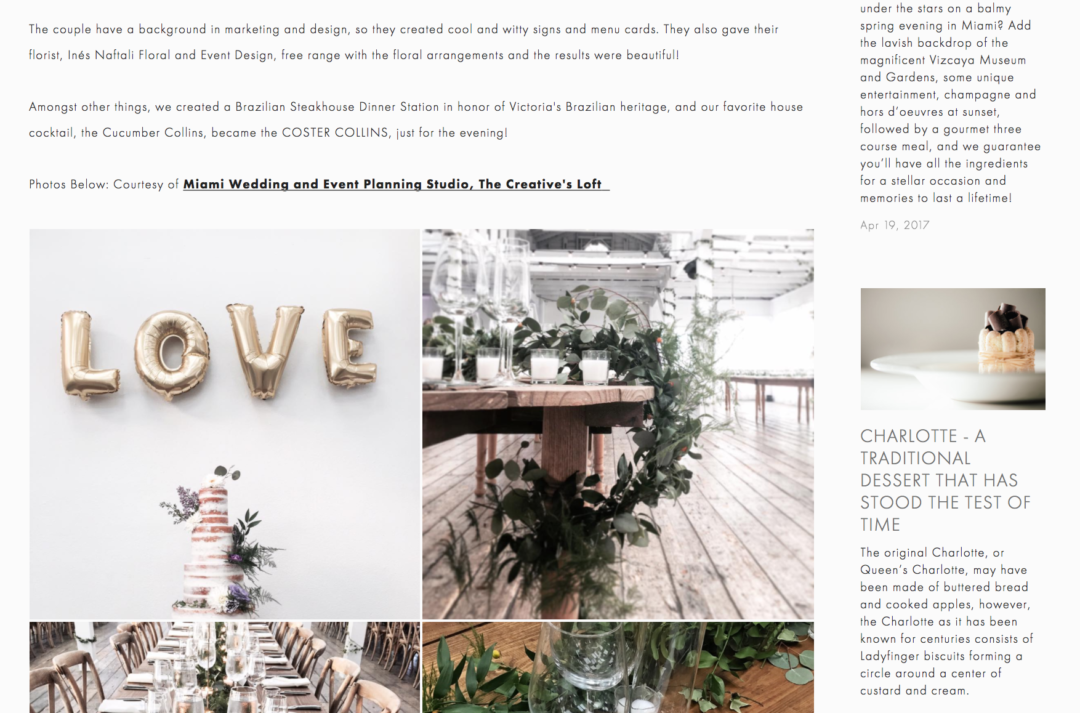 Featured on Thierrys Isambert Blog - Industrial Rustic Miami Wedding The Creatives Loft Miami & NYC Wedding Planning Studio