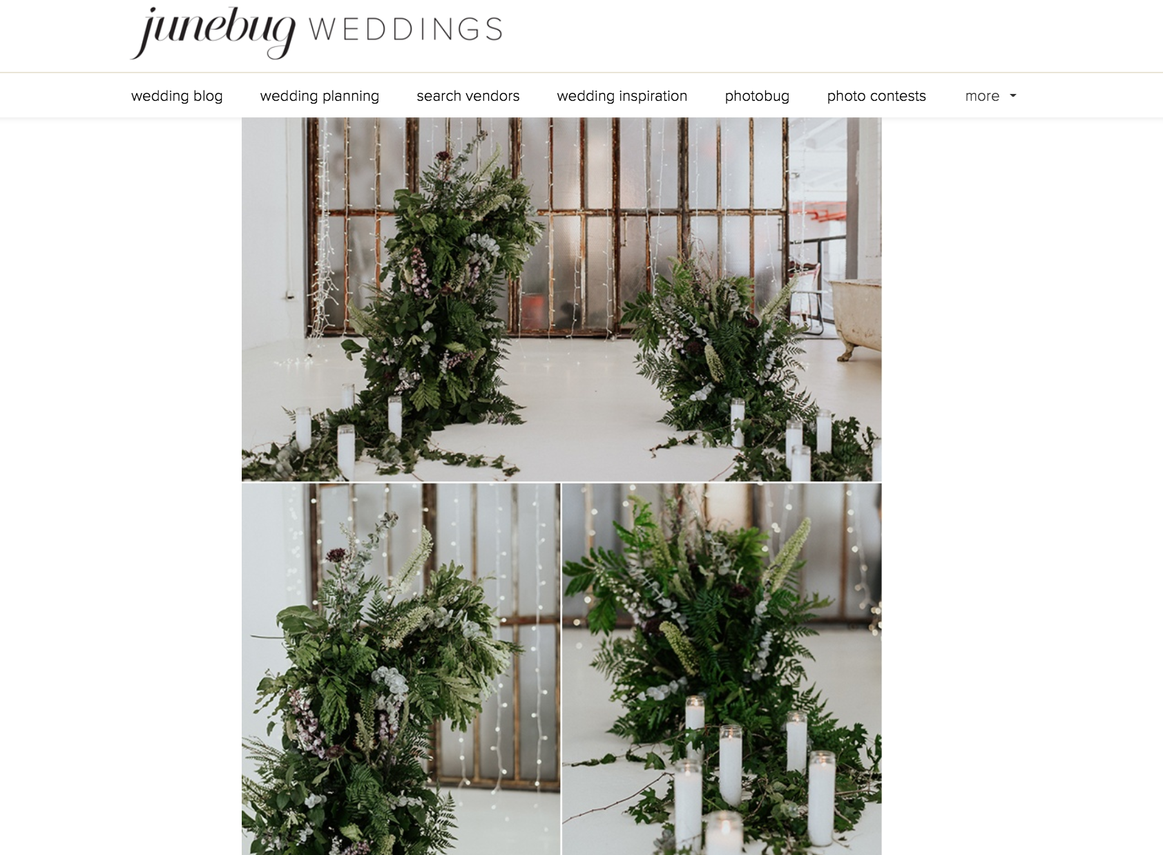 Featured On Junebug Weddings our Rough Luxe Elopement at ACE Props