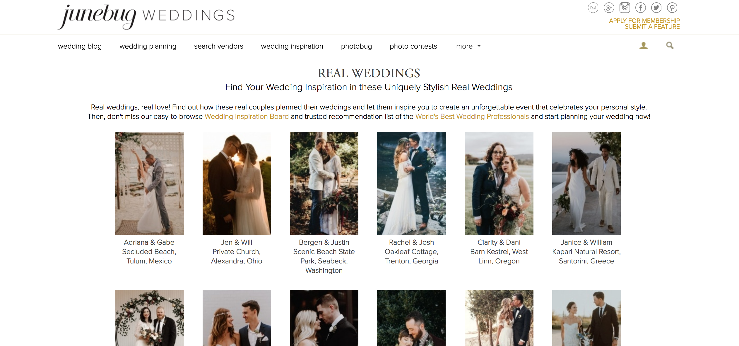 Featured on Junebug Weddings our Boho Beach Wedding The Creatives Loft