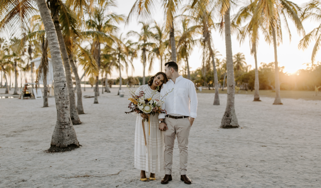Miami Bohemian Elopement Wedding The Creative's Loft Emily Prada Photography Couple standing in front of camera