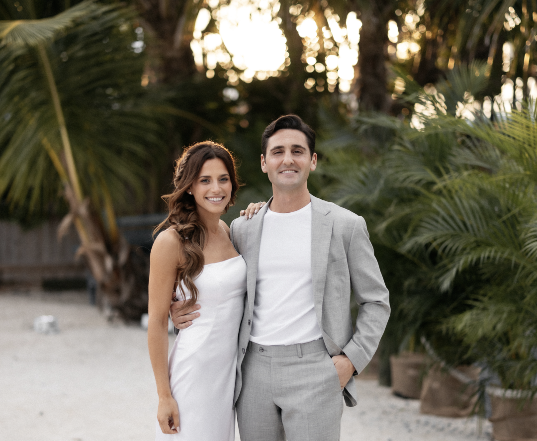 Couple posing and looking at camera