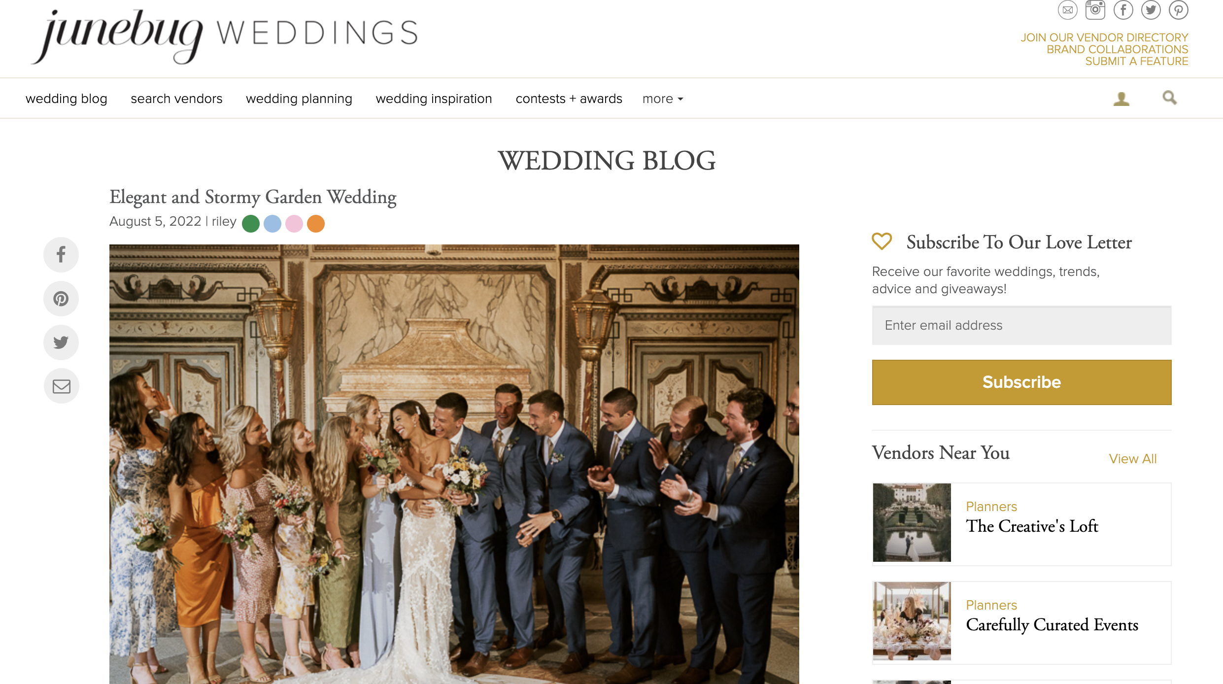 Featured on Junebug Weddings our Colorful Stormy Vizcaya Wedding in Miami