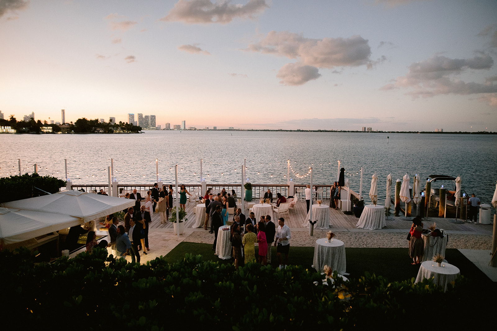 Sunset View of The Standard Hotel during a party in their deck by the water